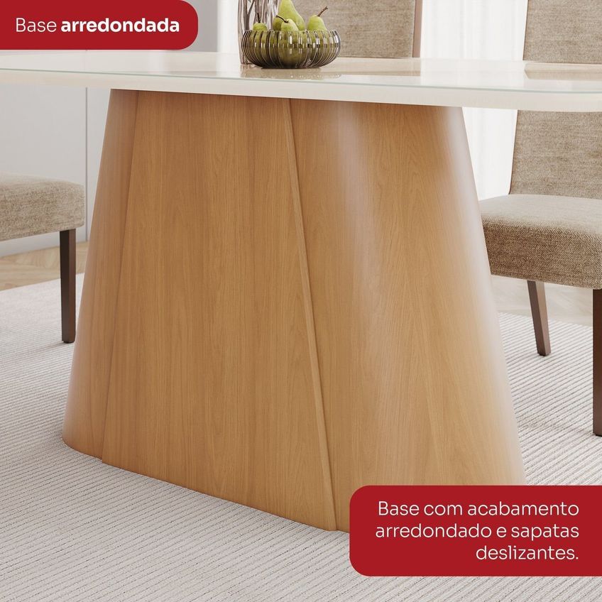 Mesa De Jantar 6 Lugares 160cm Tampo Mdf Canto Reto Olivia Cinamomo/Off White - imagem 4