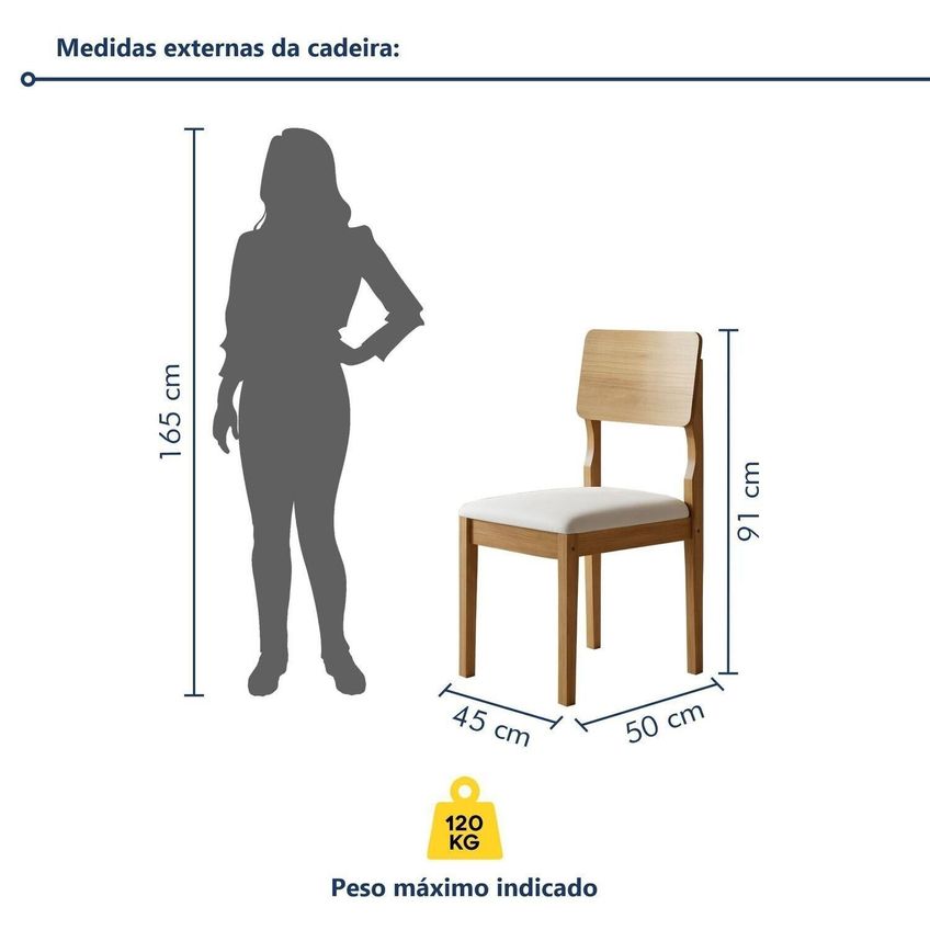 Kit 8 Cadeiras Para Sala De Jantar Com Pés Madeira Maciça Ana Cinamomo/veludo Palha - imagem 3