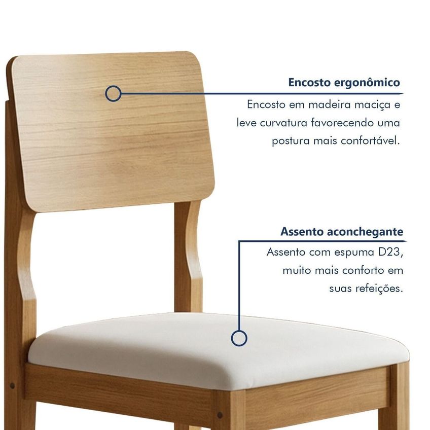 Kit 8 Cadeiras Para Sala De Jantar Com Pés Madeira Maciça Ana Cinamomo/veludo Palha - imagem 4