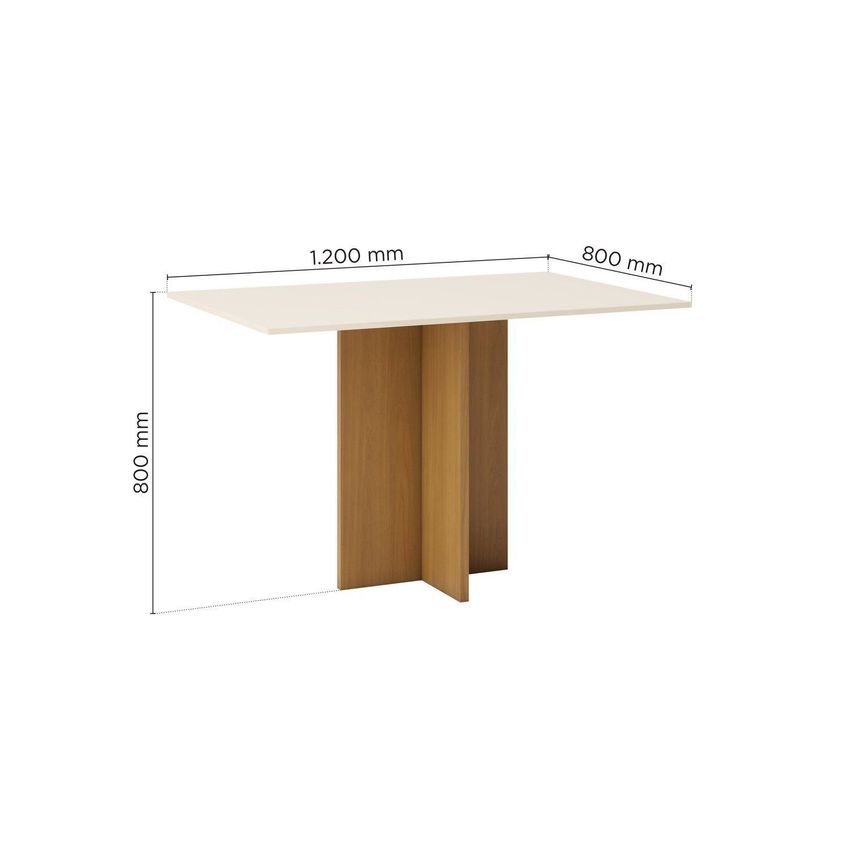 Mesa De Jantar 4 Lugares 120cm Tampo Mdf Canto Reto Lana Cinamomo/Off White - imagem 3