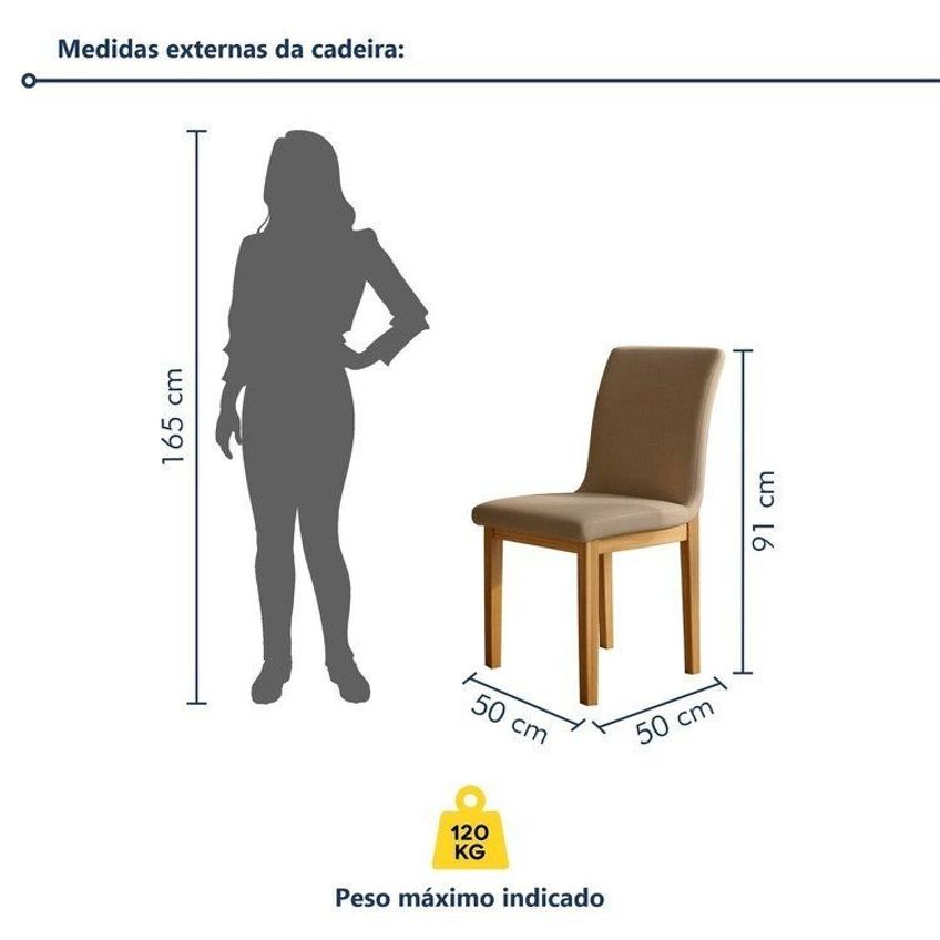 Kit 8 Cadeiras Para Sala De Jantar Com Pés Madeira Maciça Bella Cinamomo/veludo Bege - imagem 3