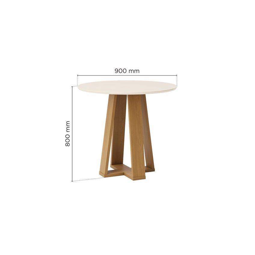 Mesa De Jantar 4 Lugares 90cm Tampo Mdf Redonda Lisa Cinamomo/Off White - imagem 3