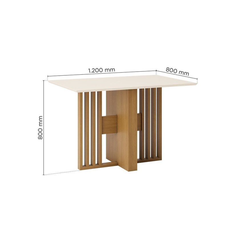 Mesa De Jantar 4 Lugares 120cm Tampo Mdf Canto Reto Larah Cinamomo/Off White - imagem 3