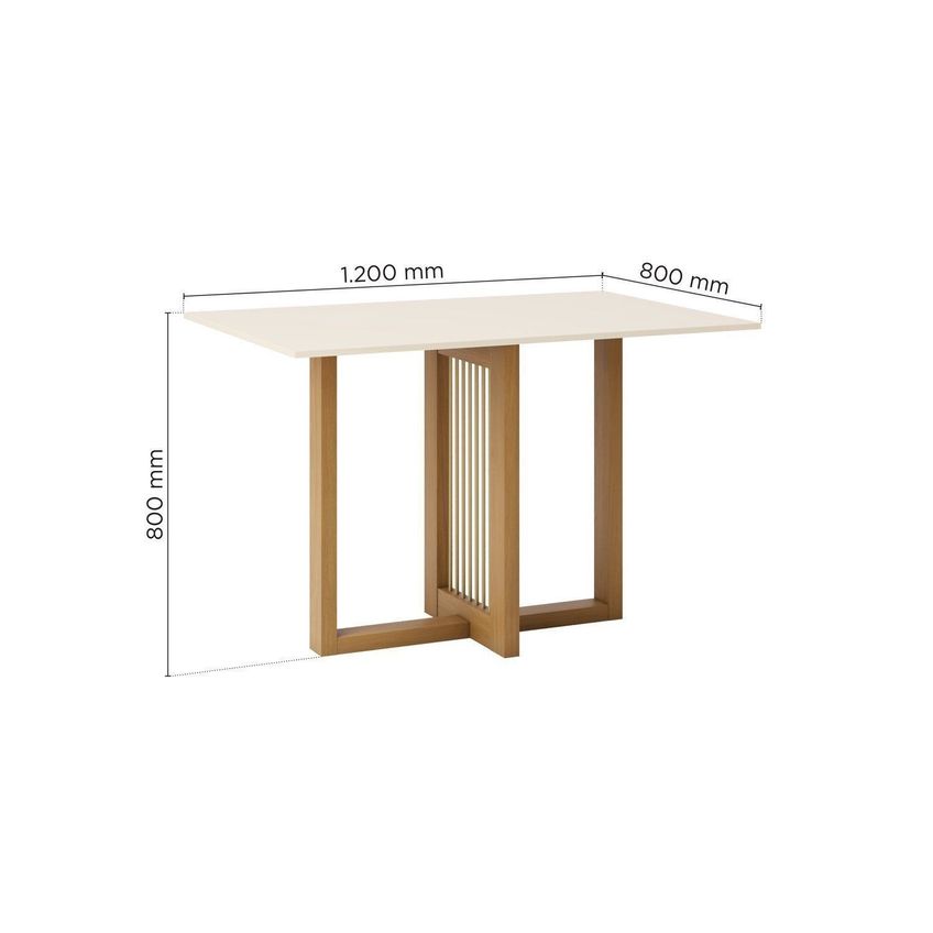 Mesa De Jantar 4 Lugares 120cm Tampo Mdf Canto Reto Natalí Cinamomo/Off White - imagem 3