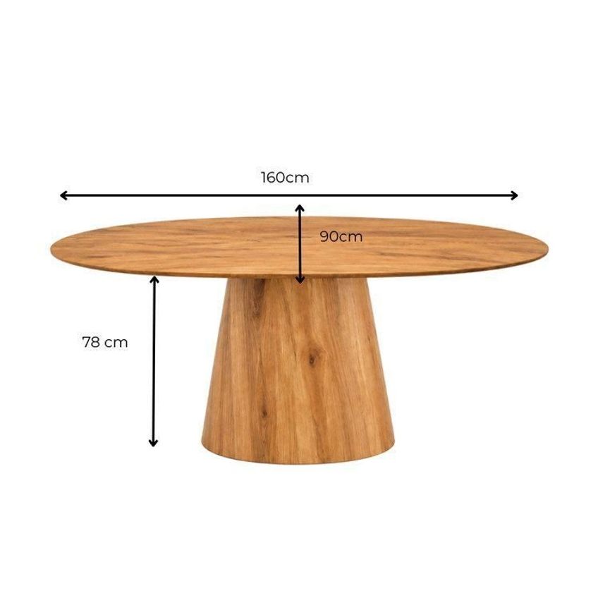Mesa De Jantar Oval Organica Genebra Madeira Cinamomo 25mm Nozes 1.60x0,9 Nozes - imagem 3