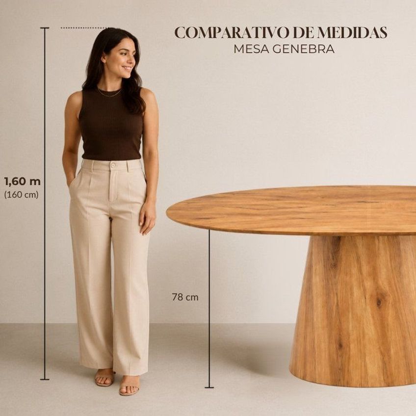 Mesa De Jantar Oval Organica Genebra Madeira Cinamomo 25mm Nozes 1.60x0,9 Nozes - imagem 4