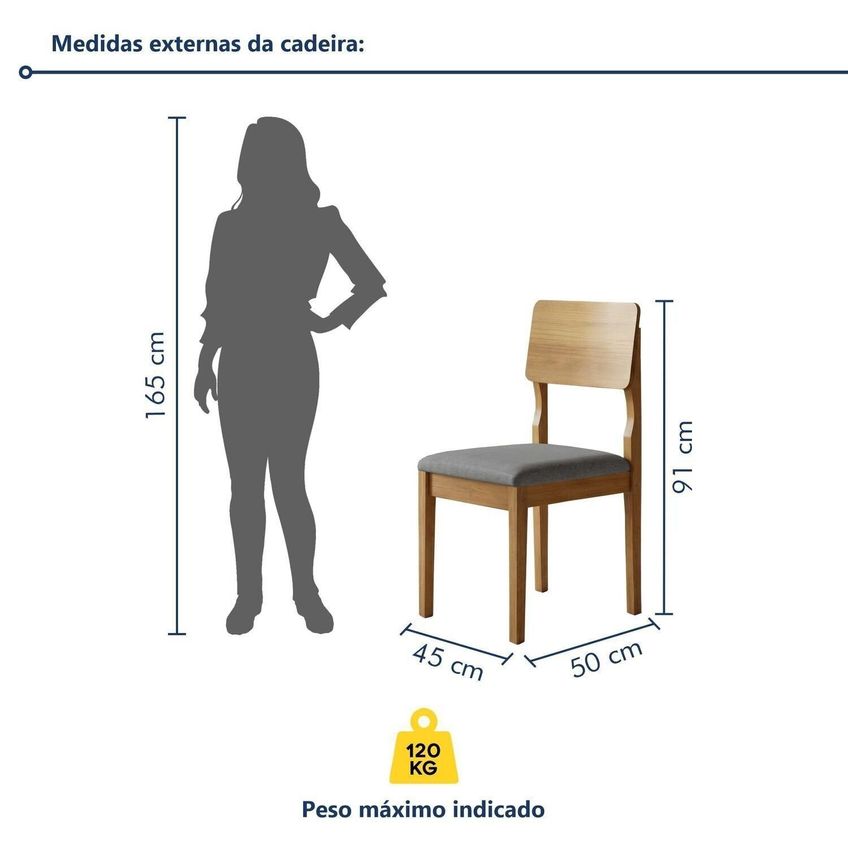Kit 8 Cadeiras Para Sala De Jantar Com Pés Madeira Maciça Ana Cinamomo/linho Prata - imagem 3