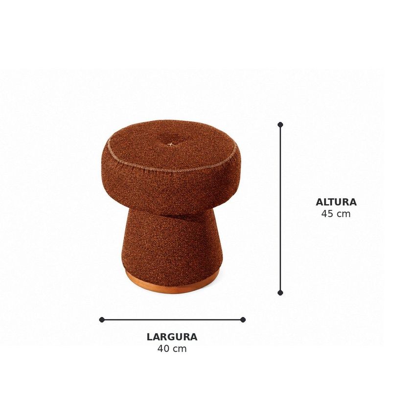 Puff Estofado Confortável Madeira Maciça Base Laminada Bloom Espresso Móveis Laranja - imagem 3