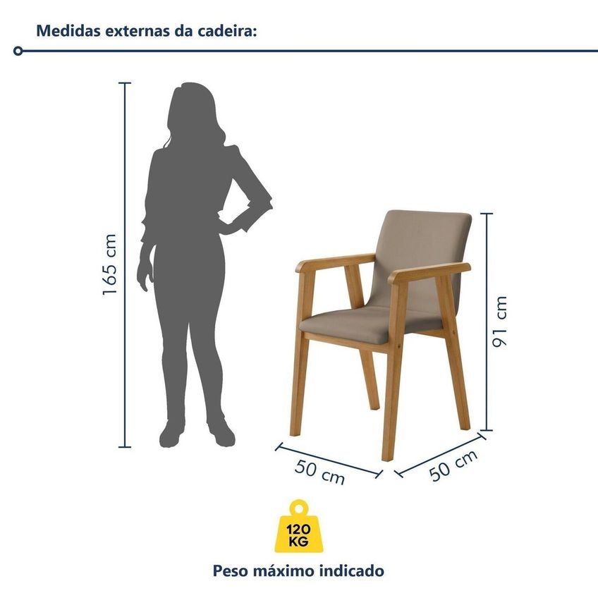 Kit 8 Cadeiras Com Braço Para Sala De Jantar Com Pés Madeira Maciça Flora Cinamomo/veludo Bege - imagem 3