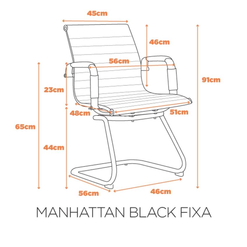 Kit Com 2 Cadeiras Escritório Interlocutor Fixa Couro Ecológico/aço Cromado Manhattan Black - Pre Preto - imagem 3