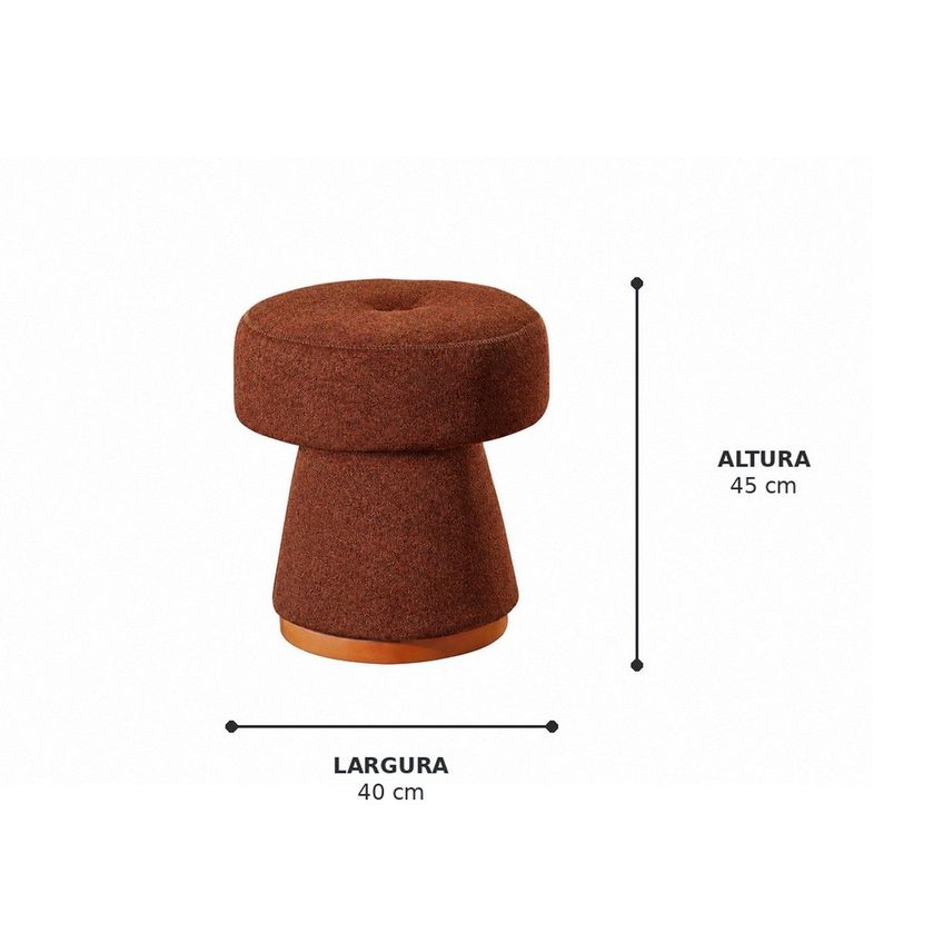 Puff Estofado Confortável Madeira Maciça Base Laminada Bloom Espresso Móveis Telha Queimado - imagem 3