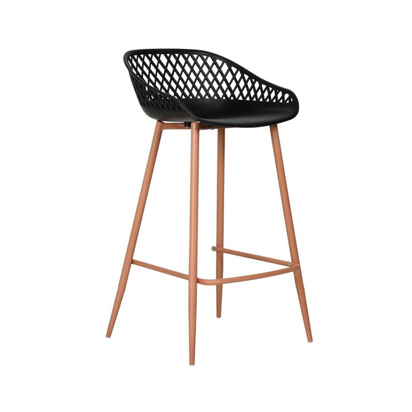 Kit Com 4 Banquetas Monaco Média Para Cozinha Em Polipropileno E Base Em Aço Pintado - Cor Preto Preto - imagem 3