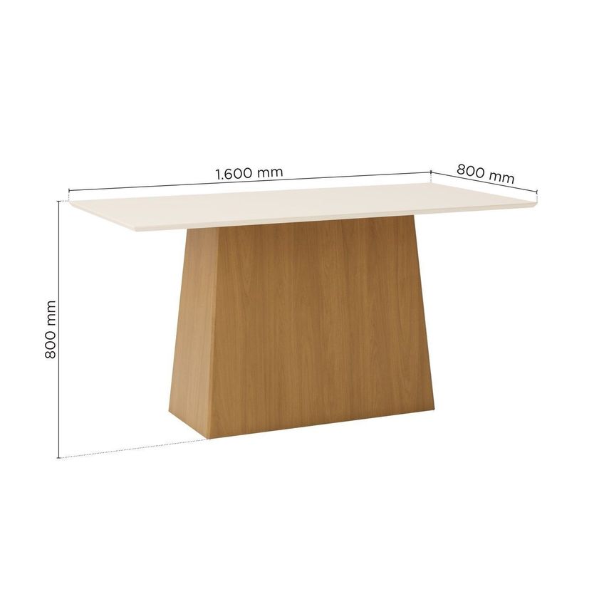 Mesa De Jantar 6 Lugares 160cm Tampo Mdf Canto Reto Dora Cinamomo/Off White - imagem 3
