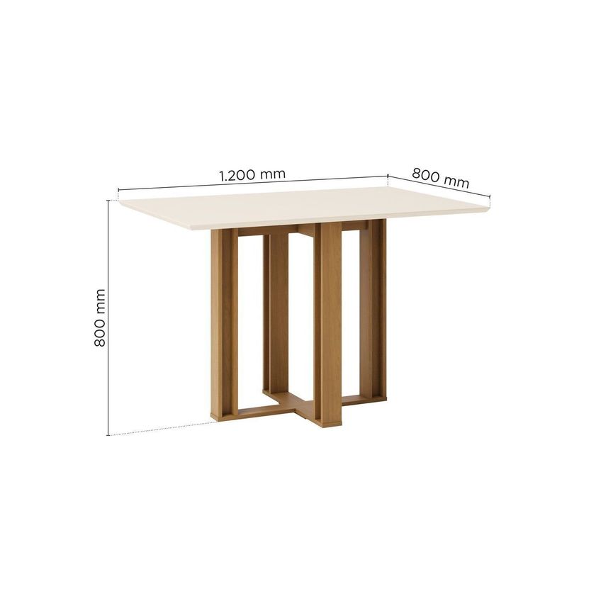 Mesa De Jantar 4 Lugares 120cm Tampo Mdf Canto Reto Manu Cinamomo/Off White - imagem 3