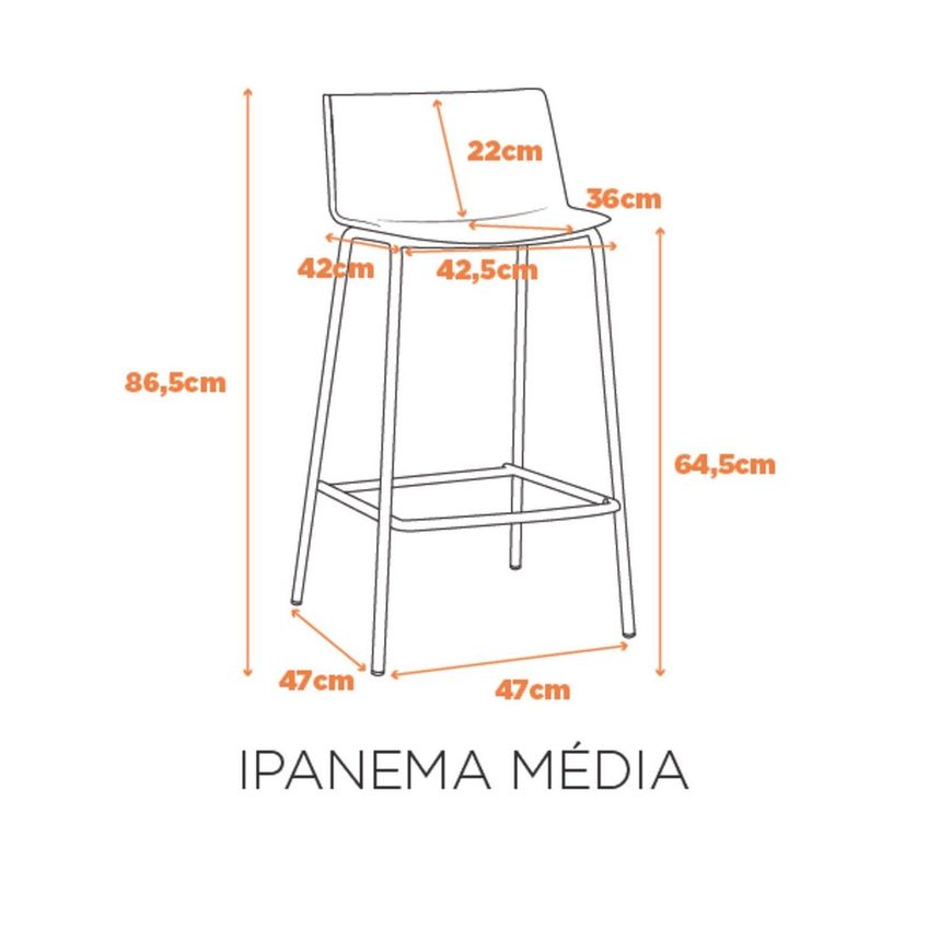 Kit Com 2 Banquetas Ipanema Média para Cozinha em Polipropileno e Base em Aço Pintado - Azul Azul Sonho Distante - imagem 3