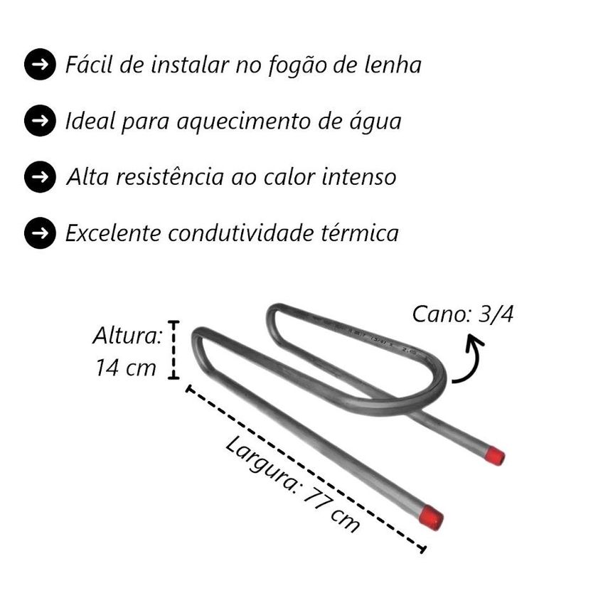 Serpentina De Fogão E Cilindro Galvanizado 3/4 81x44cm 100l - imagem 3