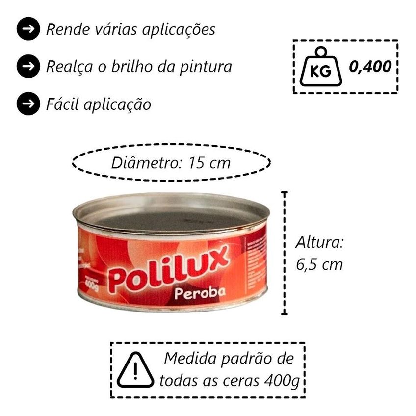 Kit 2 Cera Pastosa Polilux Lata Amarela E Vermelha 400g - imagem 4