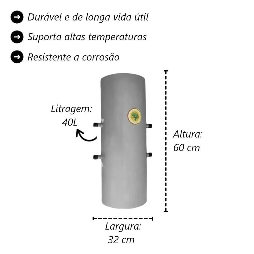SERPENTINA DE FOGÃO E CILINDRO GALVANIZADO 3/4 60X32CM 40L - imagem 2