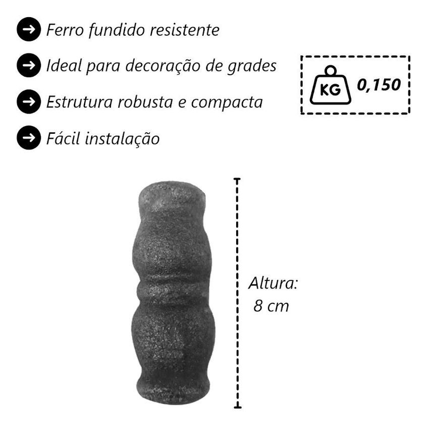 Kit 5 Anel Em Ferro Fundido Decoração Grade Portão N02 8cm - imagem 3