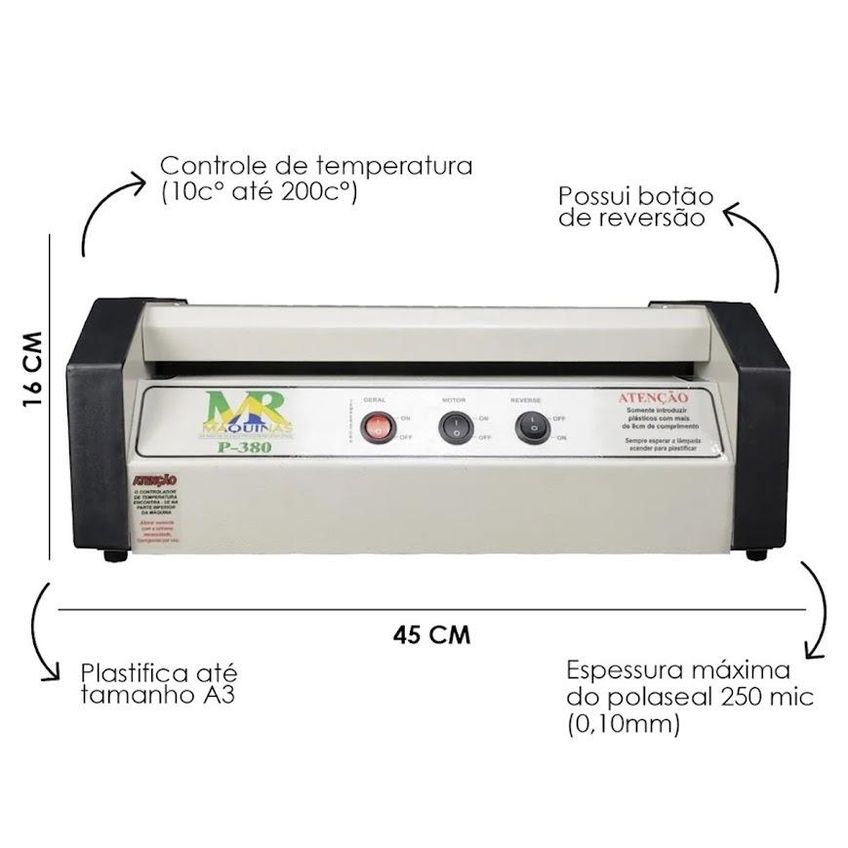 Kit Plastificadora Profissional P380 A3 + 100 Polaseal A3 - imagem 3