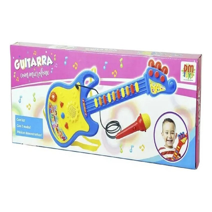 Guitarra Com Microfone Azul - Dmtoys - imagem 3