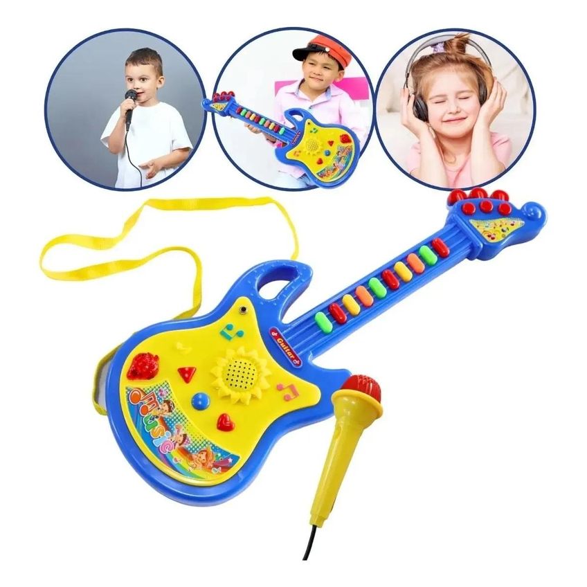 Guitarra Com Microfone Azul - Dmtoys - imagem 4