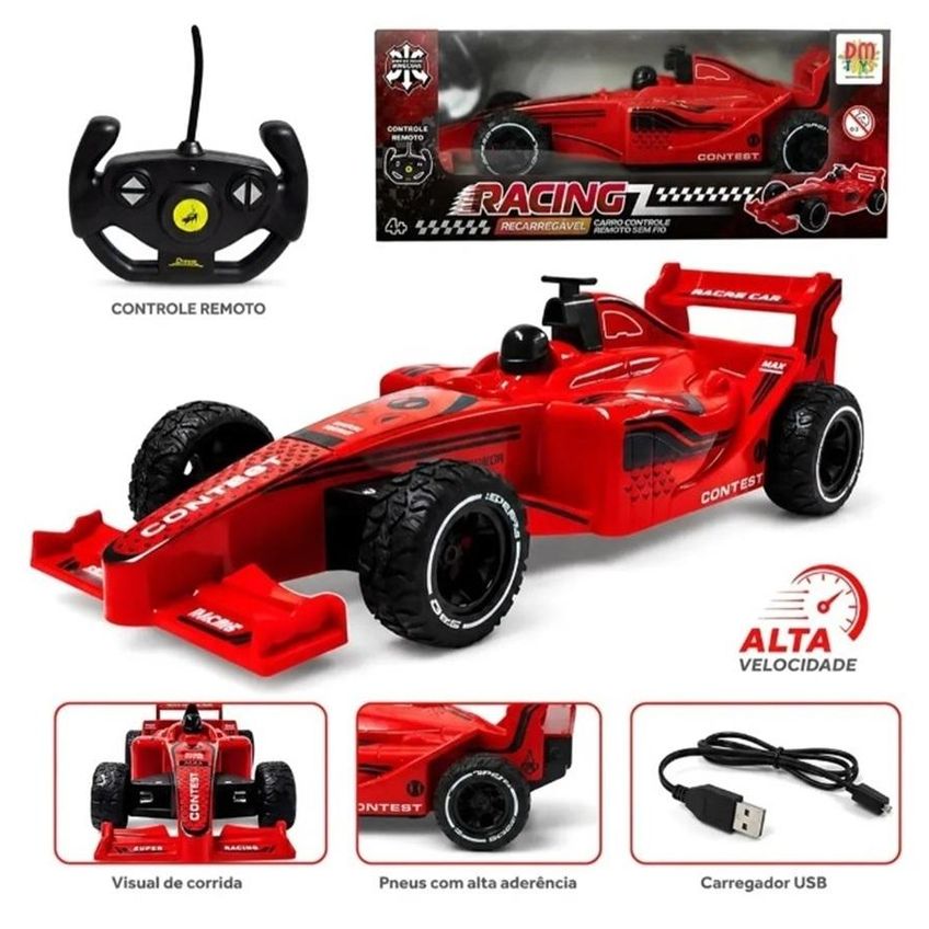 Carro Controle Remoto Sem Fio Racing Recarregável DM Toys - imagem 4