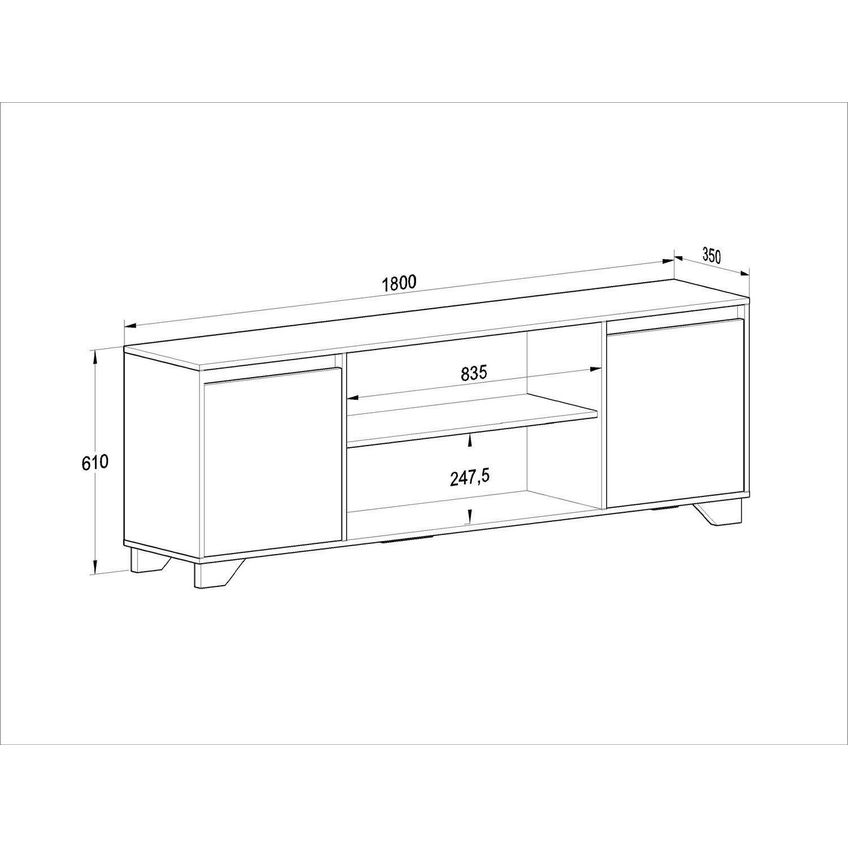 Rack Para TV Até 60 Polegadas 180cm 2 Portas 3 Prateleiras Benevello Quiditá Fume - imagem 3