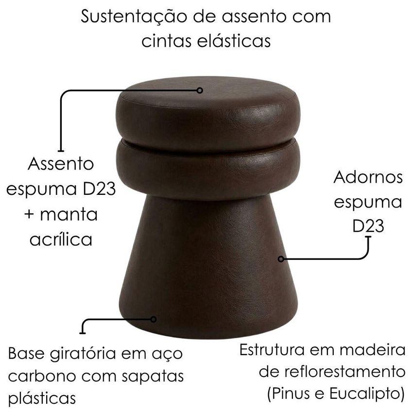Puff Orgânico Cave 48x42 Cm Base Giratória Courino TCS 721 Moll - imagem 5