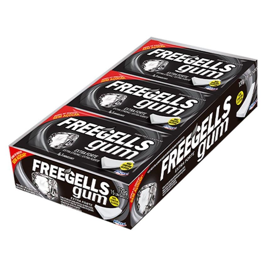 Chiclete Freegells Extra Forte Sem Açúcar 8g Caixa Com 12 Unidades - imagem 3