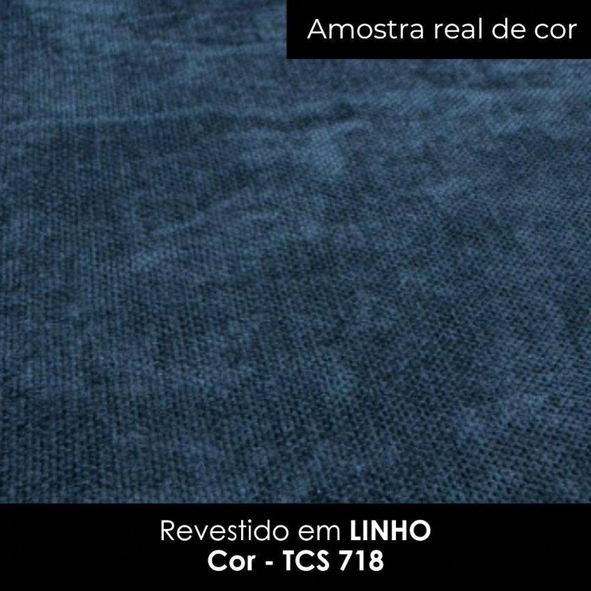 Puff Decorativo Verso 45x51 Cm Pes Madeira Linho E Courino Tcs 718 Tcs 727 Moll - imagem 4