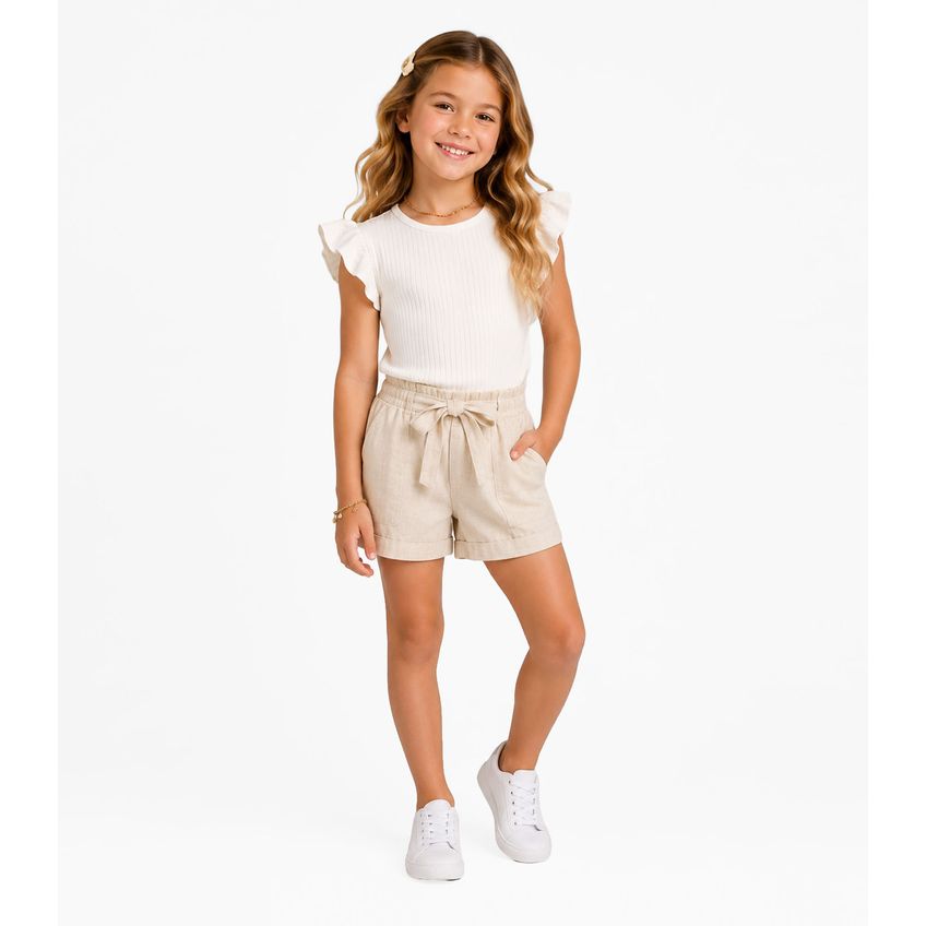 Blusa Feminina Infantil Ribana Canelada Trick Nick Bege 6 - imagem 3
