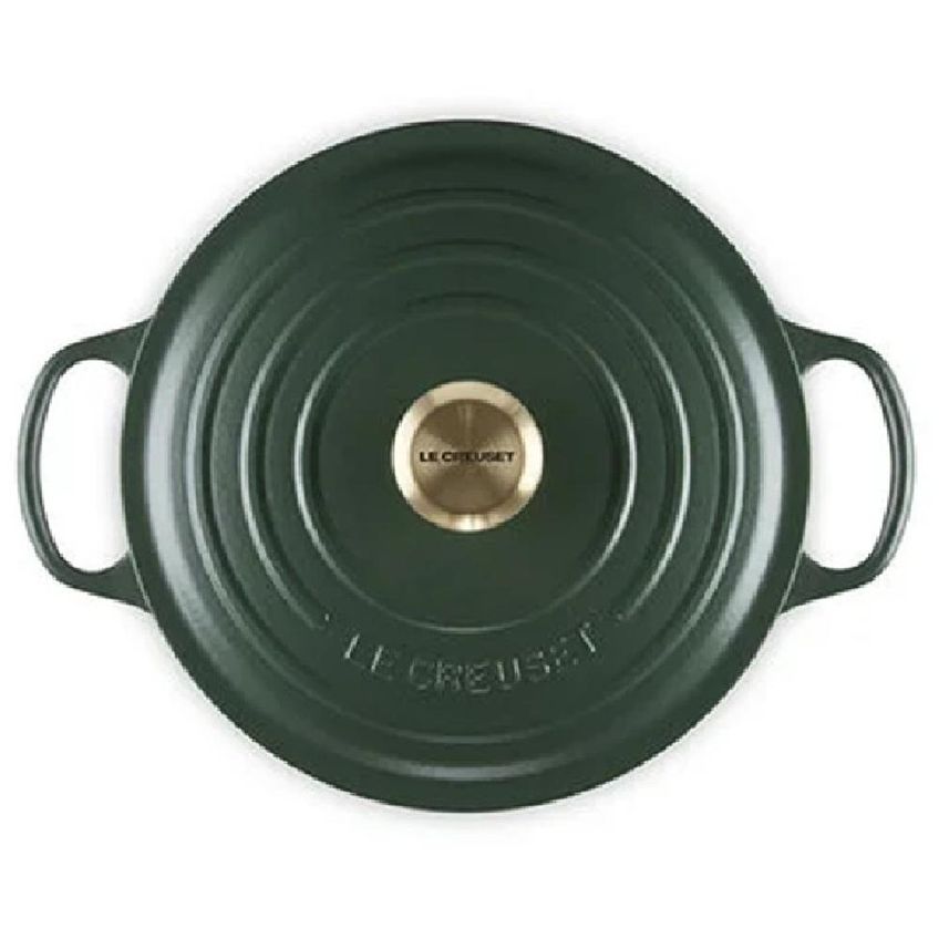 Panela Redonda Le Creuset Signature 24cm Puxador Dourado Em Ferro Fundido Forêt - imagem 3