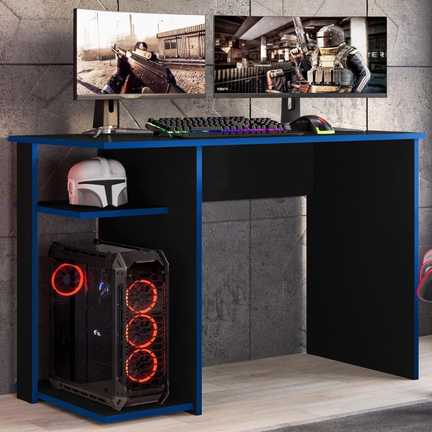 Mesa Gamer 108 Cm Essence Play Preto Azul Rudk - imagem 2