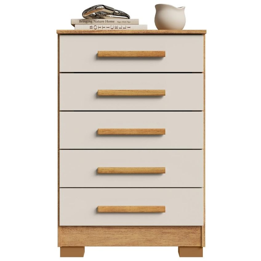 Comoda 5 Gavetas 64 Cm Paola Cedro Areia Rudk - imagem 4