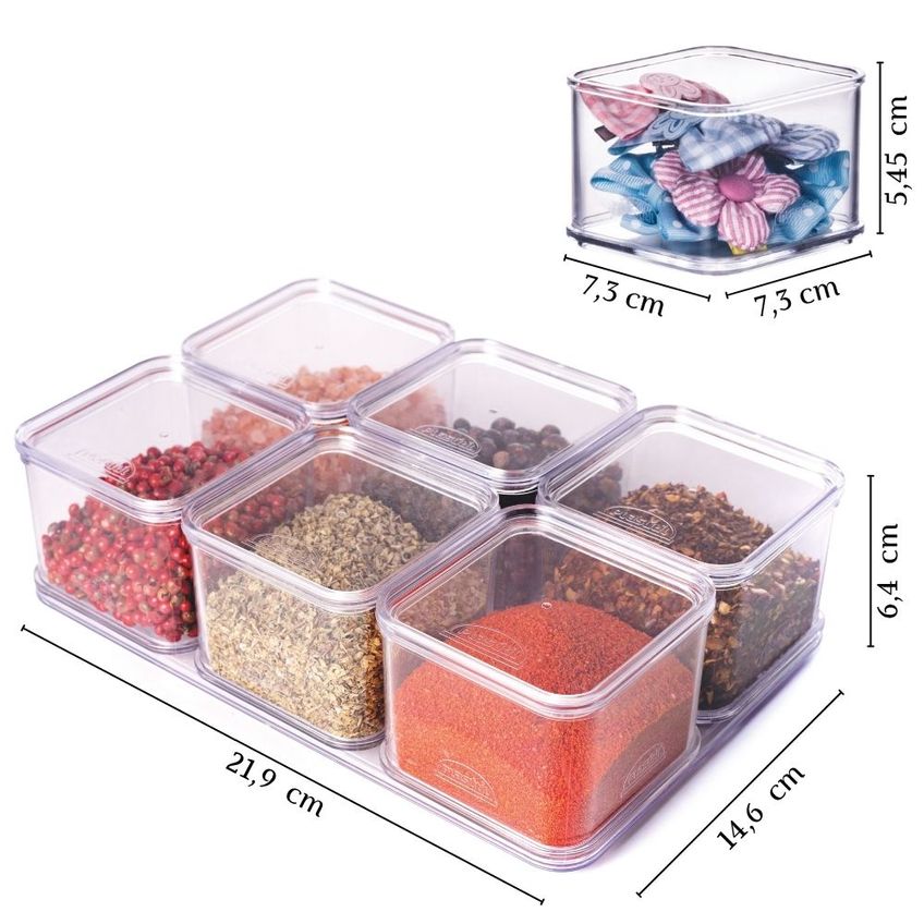 Organizador Modular Transparente Kit Com 13 Pcs 21,9 X 14,6 X 6,4 Cm Plasutil Ref.16607 - imagem 3