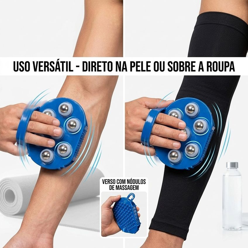 Luva De Massagem Corporal 7 Esferas Aço E Lado Texturizado - imagem 3