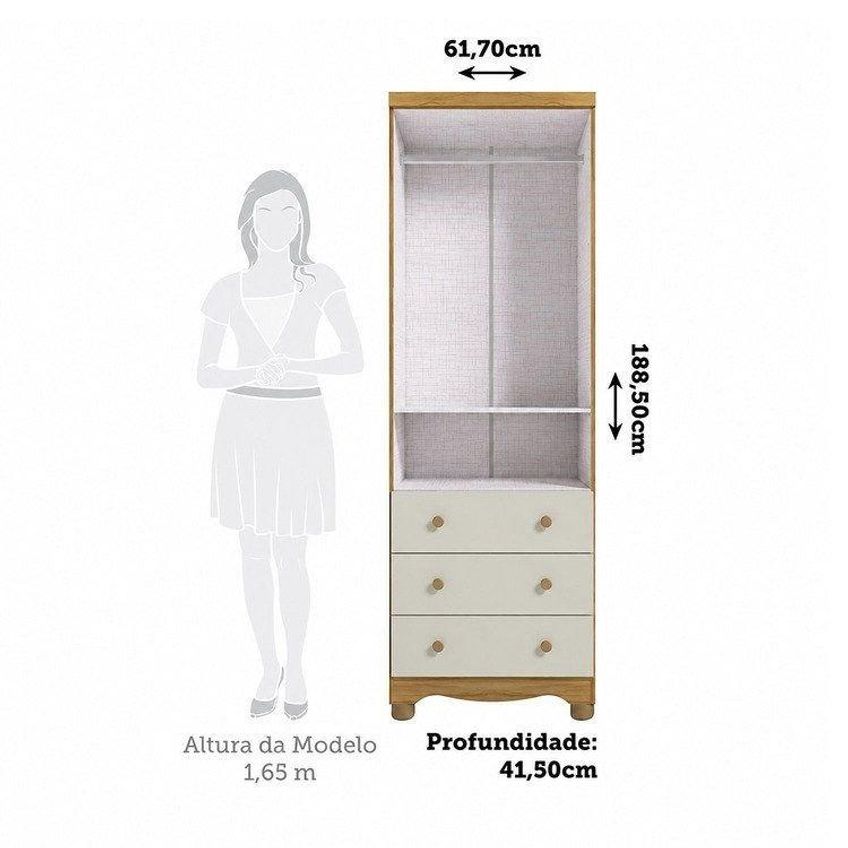 Guarda-roupa Infantil 2 Portas E 3 Gavetas 100% Mdf Smim Espresso Móveis Bege/off White/amêndoa Off-white/amêndoa - imagem 3