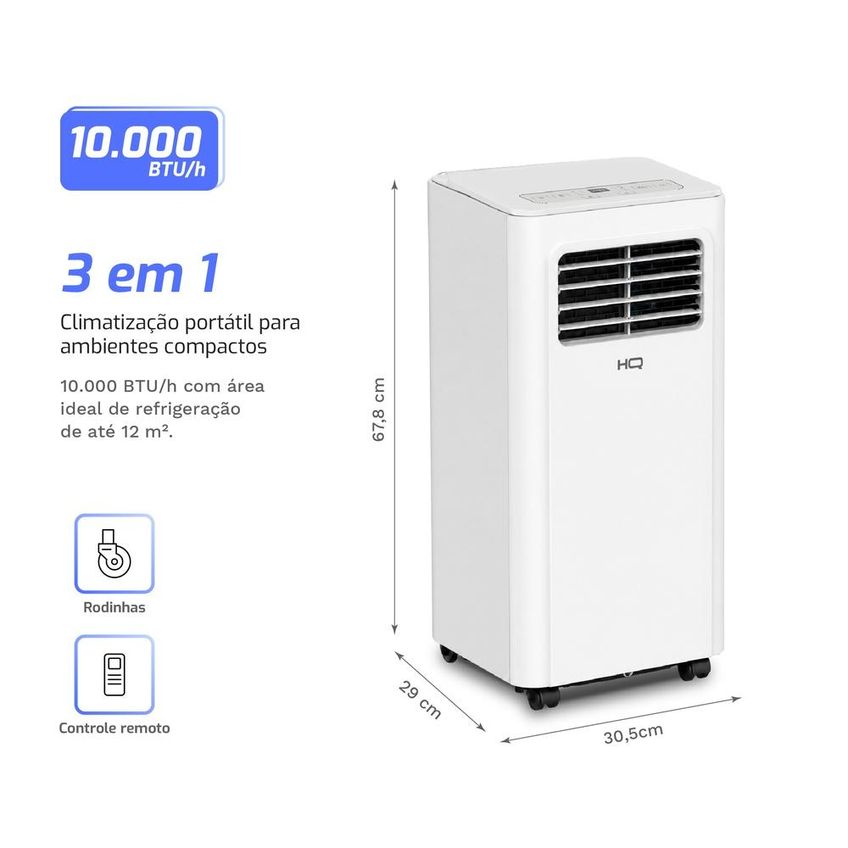Ar Condicionado Portátil HQ 10.000 BTU/h Frio Monofásico Branco HQ-AP10KJ - imagem 3