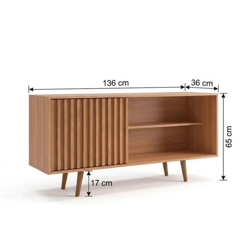Rack Ripado Com Painel Para Tv Até 55 Polegadas 136x185cm Espresso Móveis Freijó/Off White - imagem 4