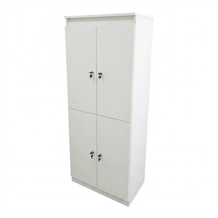 Kit 2 Armários Locker Guarda Volume 4 Portas Com Chave Multiuso Academia E Vestiário ME4204 Branco - imagem 4