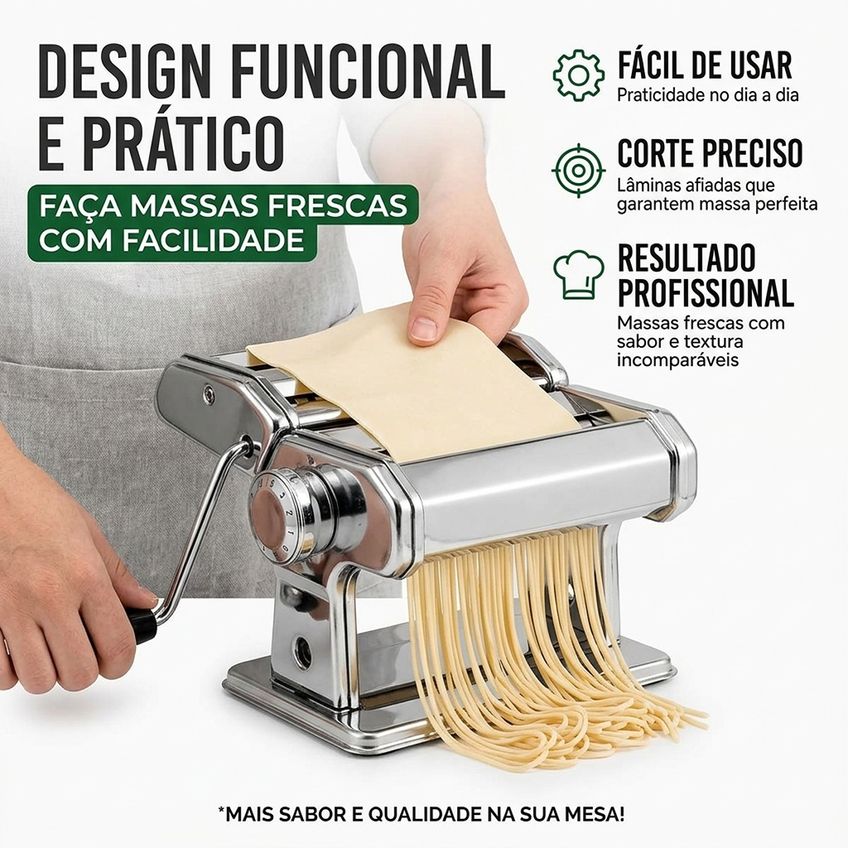 Máquina De Fazer Macarrão Manual Em Aço Inox 304 Para Massas - imagem 5