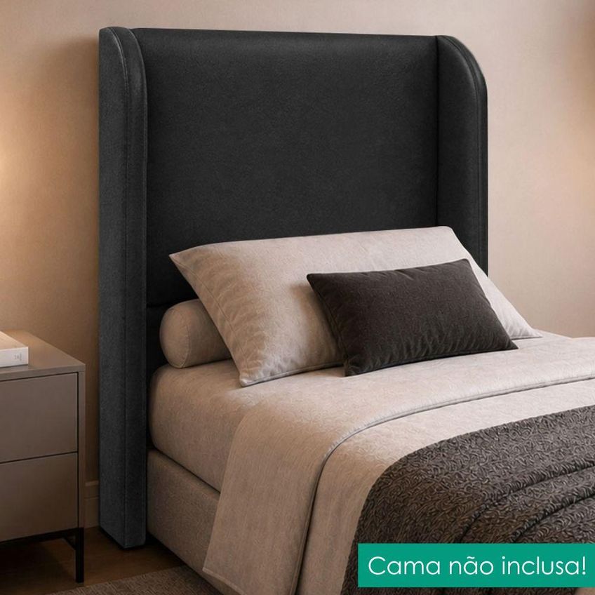 Cabeceira Solteiro 100 Cm Com Frame Imperial Corino Preto Impo - imagem 2