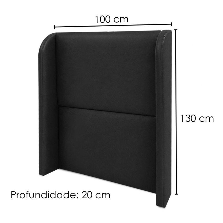 Cabeceira Solteiro 100 Cm Com Frame Imperial Corino Preto Impo - imagem 3