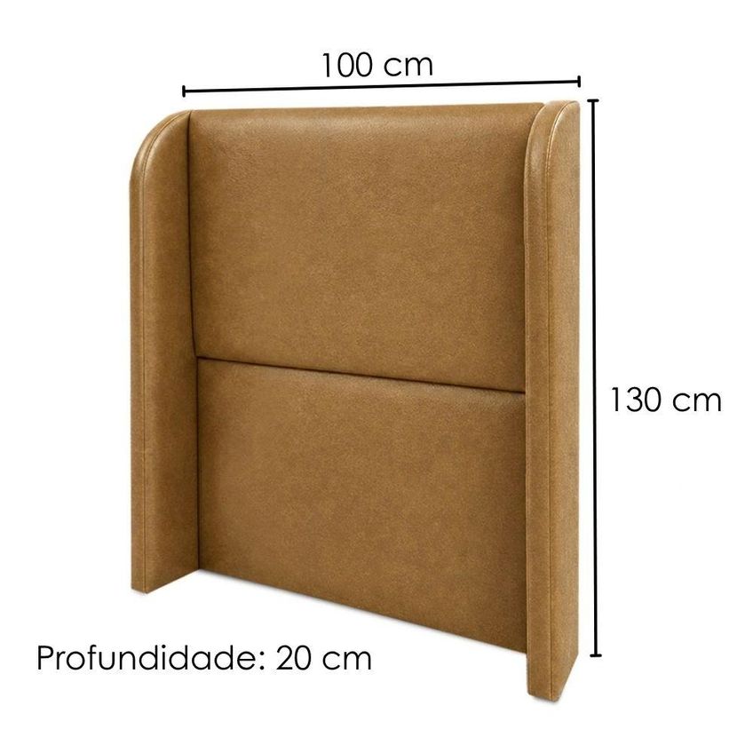 Cabeceira Solteiro 100 Cm Com Frame Imperial Corino Whisky Impo - imagem 3