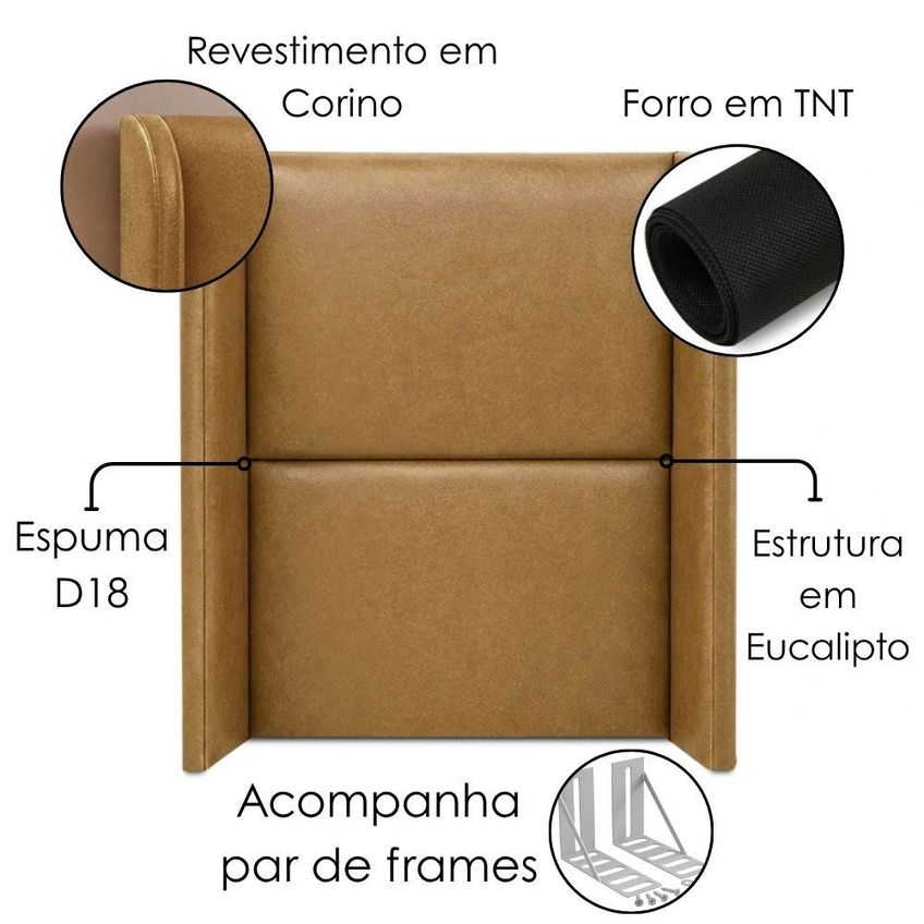 Cabeceira Solteiro 100 Cm Com Frame Imperial Corino Whisky Impo - imagem 4