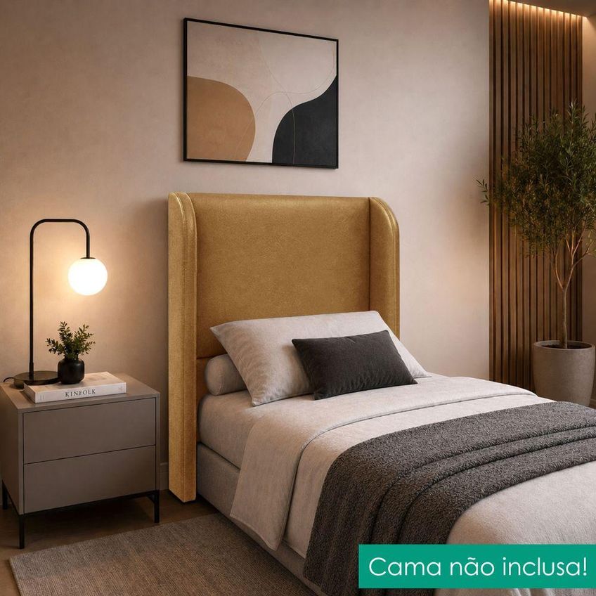 Cabeceira Solteiro 100 Cm Com Frame Imperial Corino Whisky Impo - imagem 5