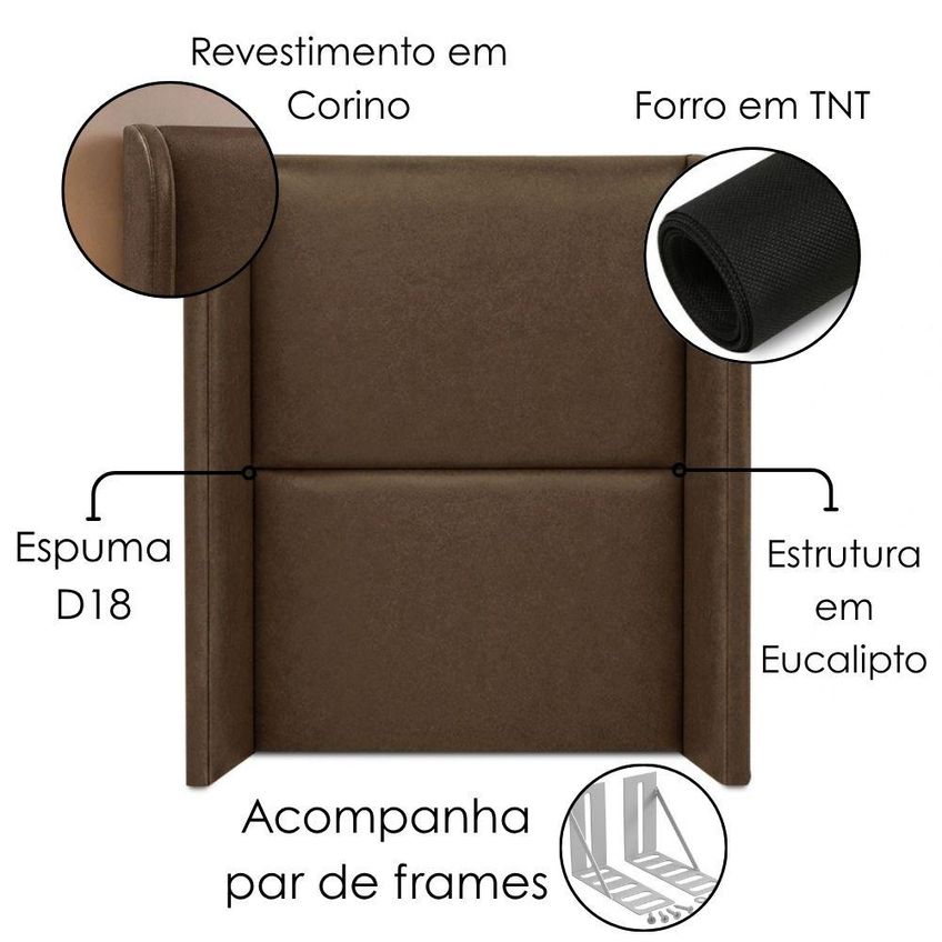 Cabeceira Solteiro 100 Cm Com Frame Imperial Corino Canela Impo - imagem 4