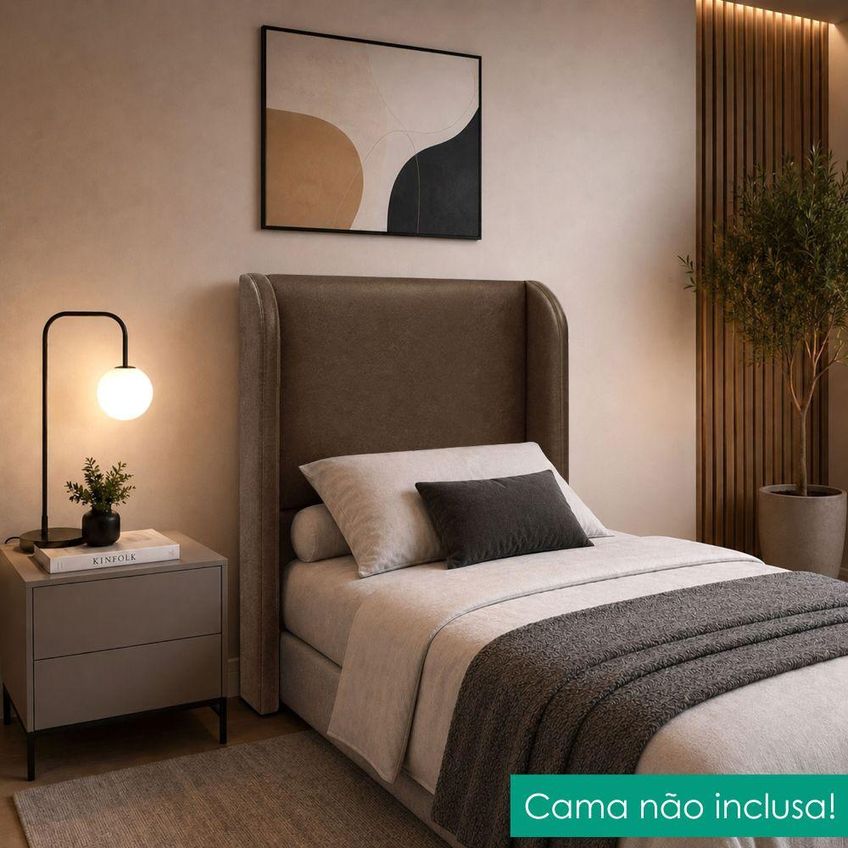 Cabeceira Solteiro 100 Cm Com Frame Imperial Corino Canela Impo - imagem 5