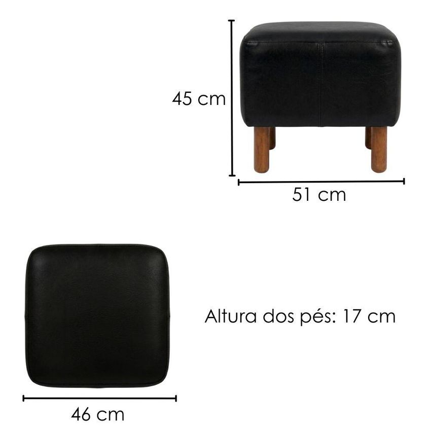 Puff Decorativo Verso 45x51 Cm Pes Madeira Courino Tcs 724 Moll - imagem 3